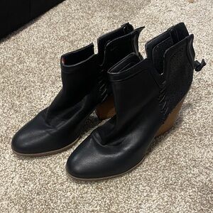 Tommy Hilfiger Black Ankle Booties with Brown Heel
